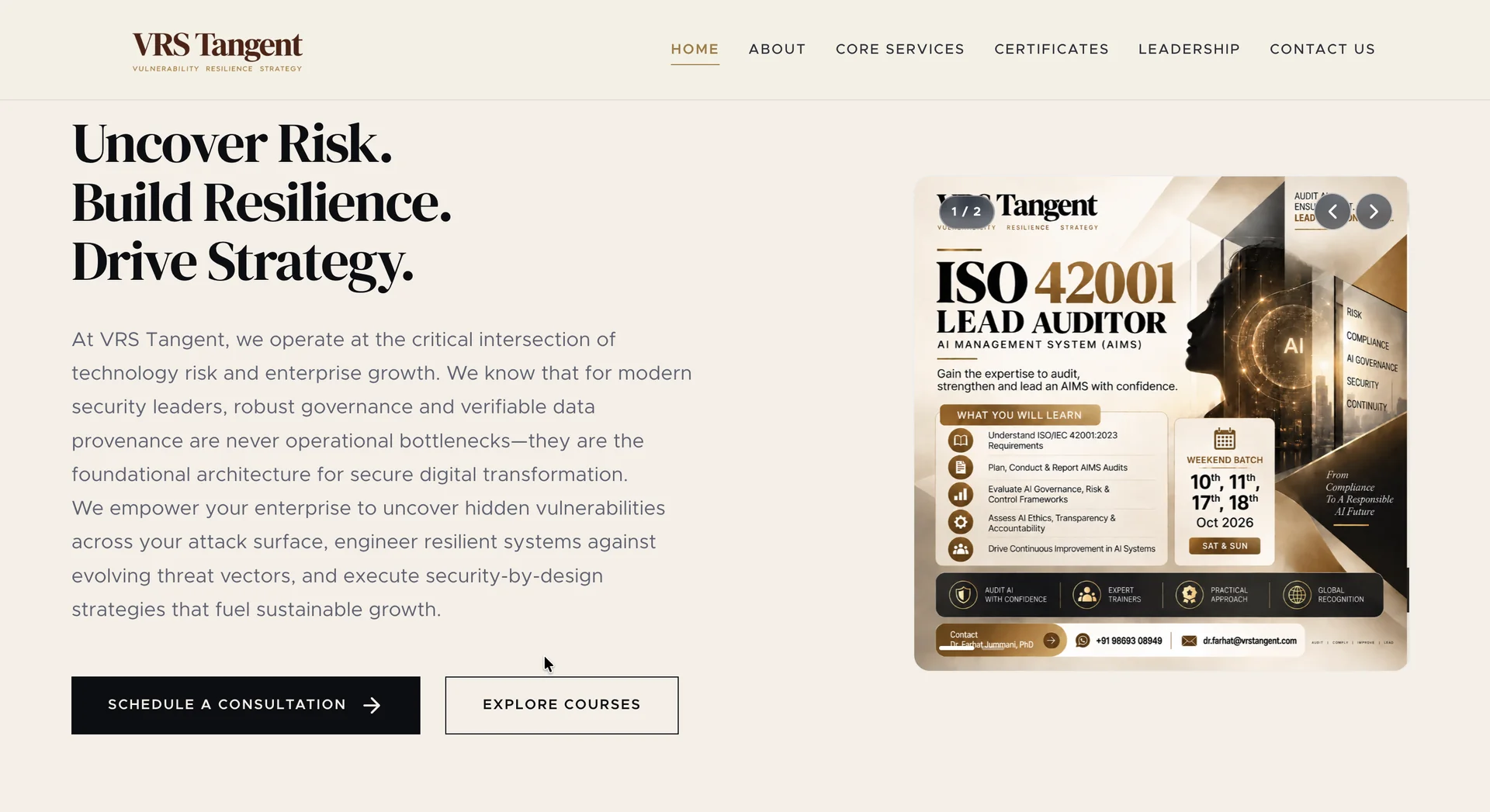 VRS Tangent website preview