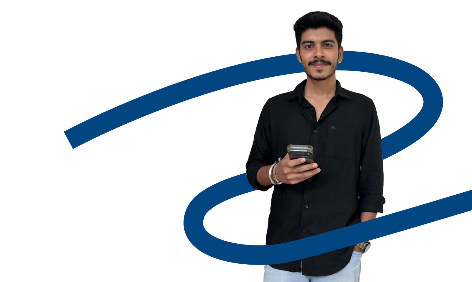 Social media strategist holding a phone